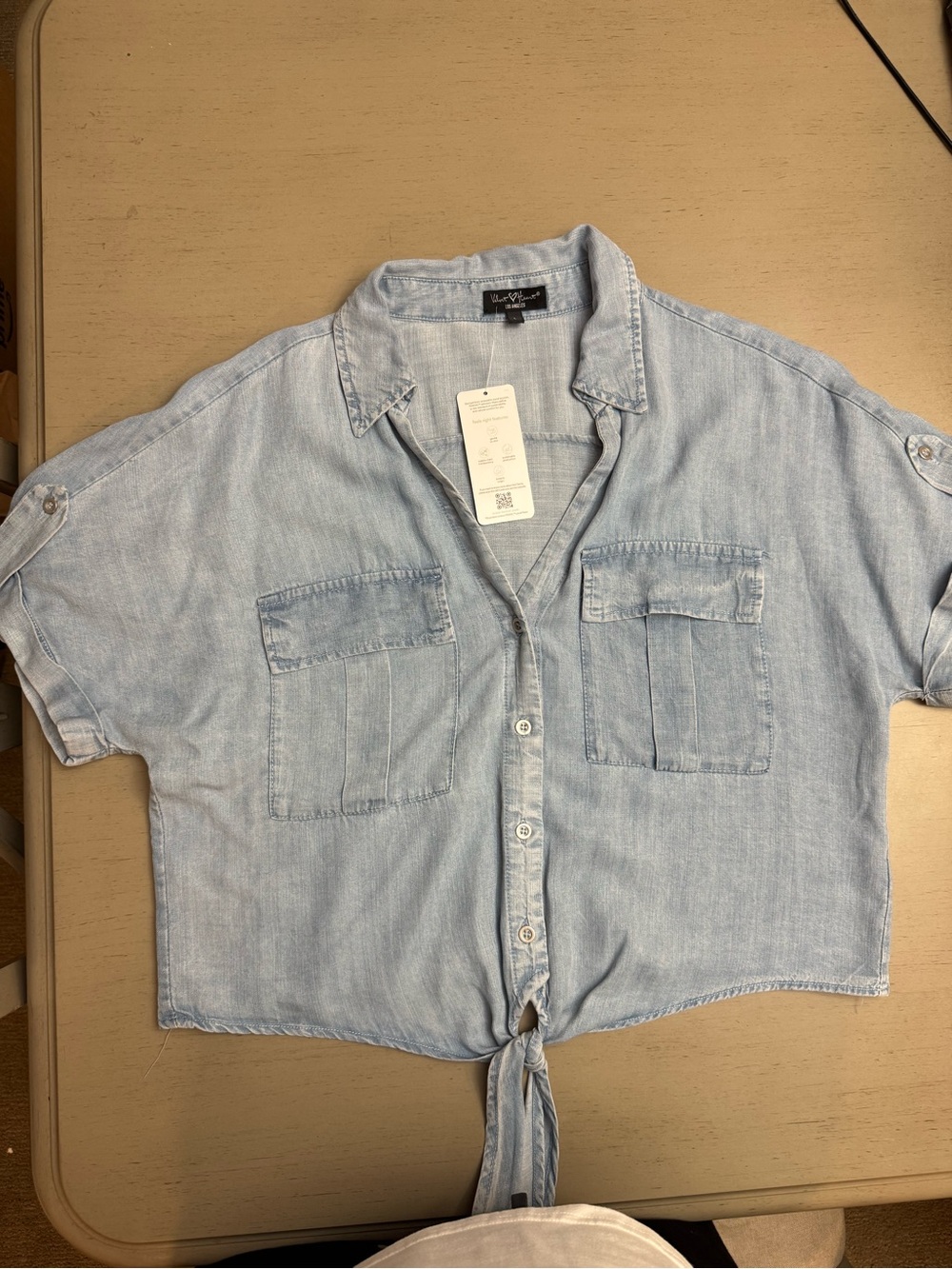 Velvet Heart Light Blue Women’s Tie-Front Button-Up Shirt - New with Tags Sz. L
